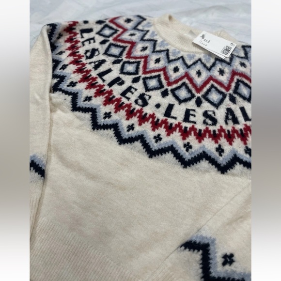 NEW H&M ALPES Jacquard Knit Fair Isle CREAM Sweater Women’s XXS Ski Lodge Relax - Picture 11 of 16
